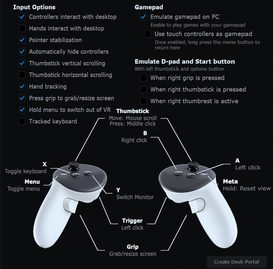 Controller input settings