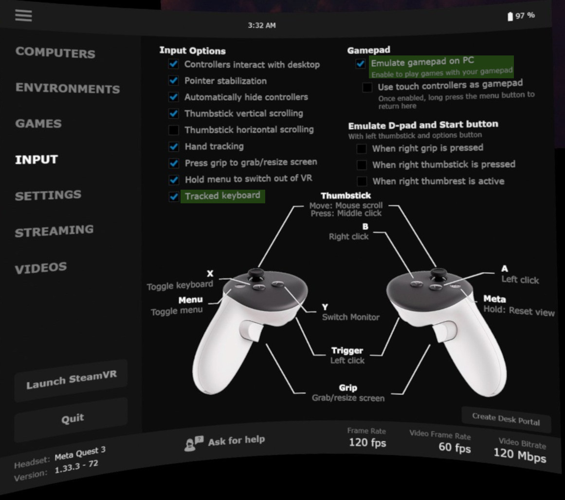 Input settings shared between controllers and hand tracking