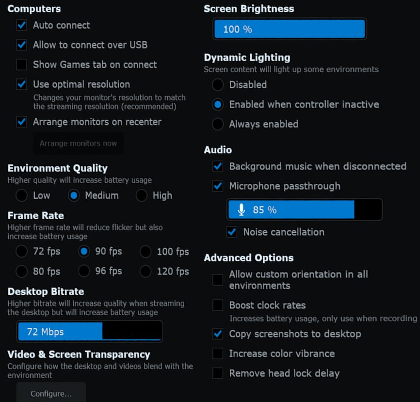 The Settings tab