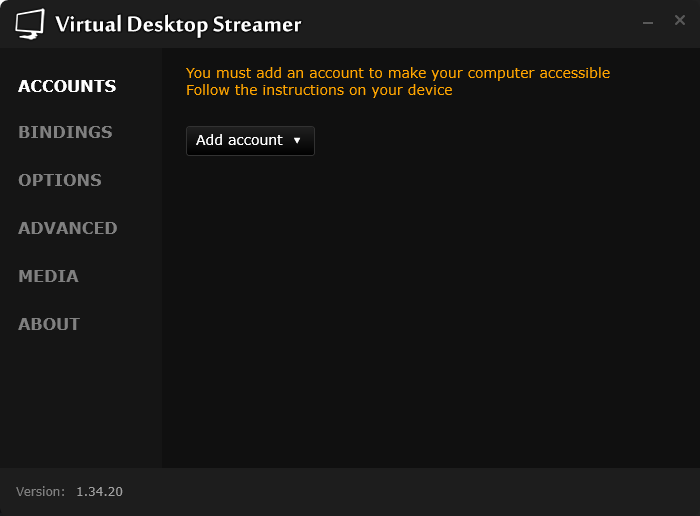The Virtual Desktop Streamer window